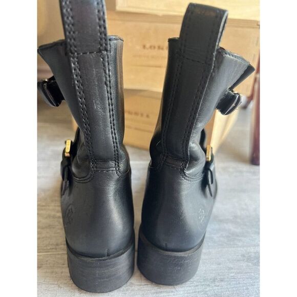 Moto Boot: Women TORY BURCH Christie Leather Moto Ankle Boot Bootie Designer Fall Winter Casual 8